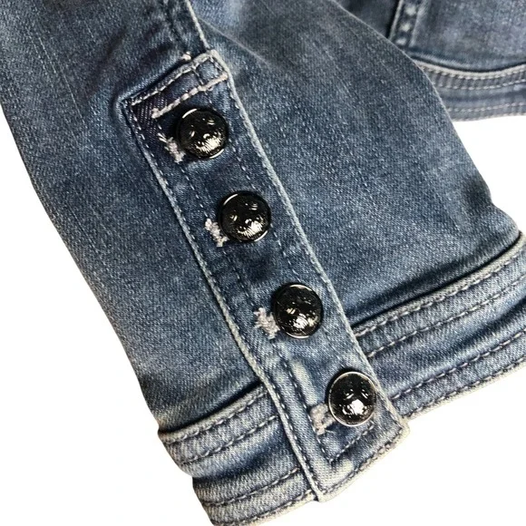 White House Black Market Women's Soft Denim Military Jean Jacket $160 Sz 4 - Picture 9 of 16